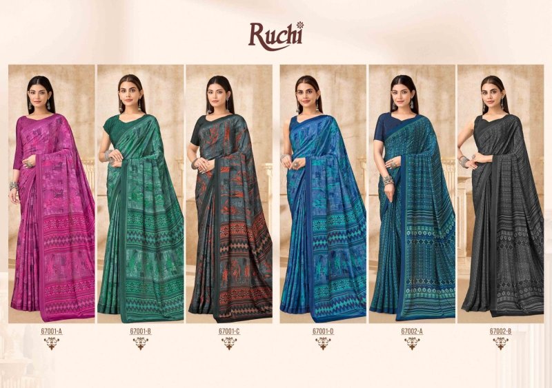 Vedanta Silk 54 By Ruchi Silk Crepe Printed Saree